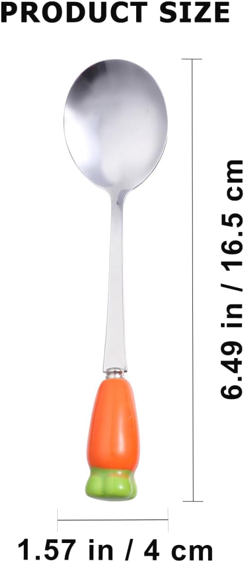 COLLBATH Stainless Steel Dessert Spoon Set 5 pcs Carrot Handle Mixing Spoon Coffee Stirrer for Tea Cappuccino Espresso Milk Whipped Sugar 6.49 in Flatware image 2