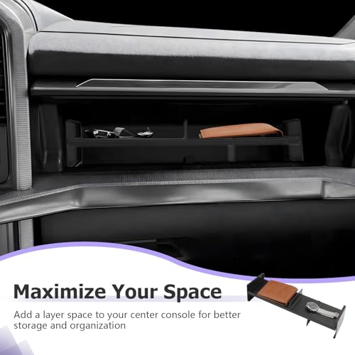 Image of LUWU Glove Box Organizer Compatible with 2021-2025 2026 Ford F150 Accessories Passenger Side Storage Divider Partition Insert Box Glove Storage Compartment Organizer Tray ABS Materials