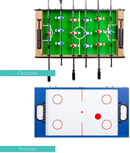 Best Choice Products 4-in-1 Multi Game Table, Childrens Combination Arcade Set w/Pool Billiards, Air Hockey, Foosball and Table Tennis - Natural