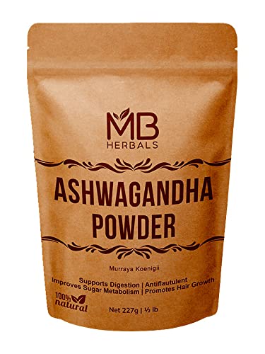 MB Herbals Ashwagandha Powder 227 Gram | 8 oz (0.5 lb) | Withania somnifera Root Powder | Indian Ginseng