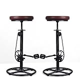 Vintage Bar Stools Swivel PU Seat 29-37inch Height Adjustable Extral Tall Bicycle Stool with Bikepedal Kitchen Island Counter Stool Shop Chairs