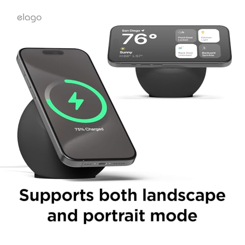 elago MS2 Charging Stand Compatible with MagSafe Charger - Premium Silicone, Compatible with iPhone 17/16/15/14/13/12 Series, Designed for MagSafe Stand [Black] [Charging Cable Not Included] by elago - Image 5