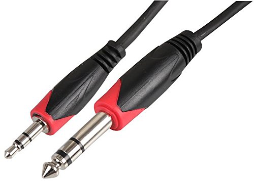 PULSE PLS000490 3.5mm to 6.35mm (¼") Stereo Jack Plug Lead - 2m, Black, 2 m