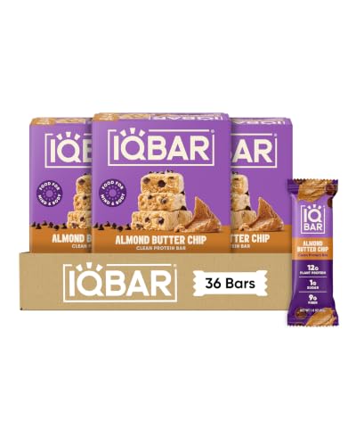 IQBAR Clean High Protein Bars, Low Sugar Keto, Almond Butter Chip 36ct