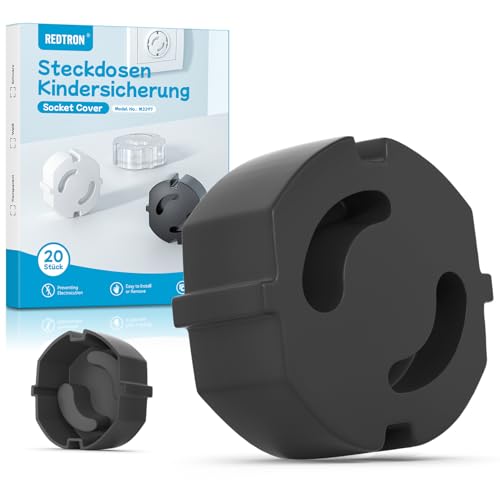 REDTRON 20×Steckdosen Kindersicherung, Steckdosensicherung Baby Kleinkinder, Schutz vor Stromschlägen, Steckdosensicherung Mit leimfreien… – Ansicht 8