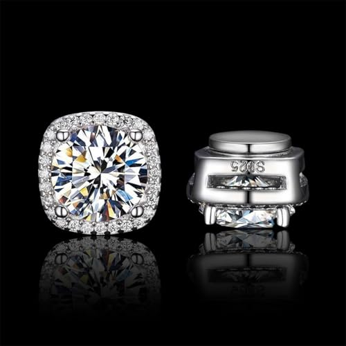 HELLOICE Magnetic Moissanite Halo Stud Earrings D Color VVS1 Clarity Moissanite Stud Earrings 925 Sterling Silver Hypoallergenic Non-Piercing Hoop Earrings for Women Men2