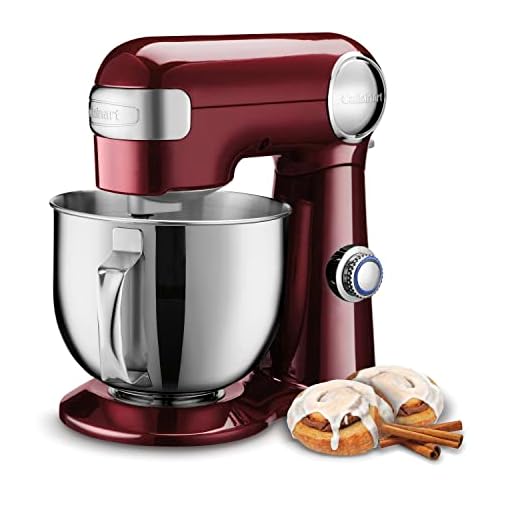 Cuisinart Stand Mixer, 12 Speed, 5.5 Quart Stainless Steel Bowl, Chef’s Whisk, Mixing Paddle, Dough Hook, Splash Guard w/ Pour Spout, Pinot Noir, SM-50PN