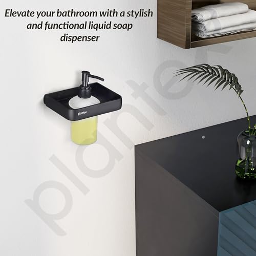 Image of Plantex Self Adhesive Aluminium Liquid Soap Dispenser for Bathroom /Shampoo Dispenser /Handwash Dispenser for Bathroom /Bathroom Accessories - Pack of 1 (1508, Black)