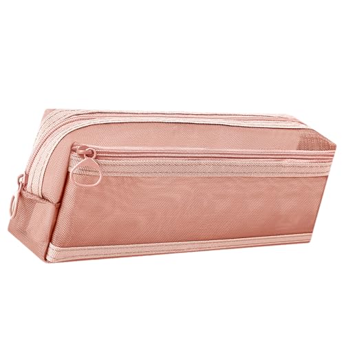 ダブルレイヤーメッシュペンシルバッグ大容量ケースペンメッシュクリアオーガナイザーダブルレイヤーメッシュバッグクリアスクールオフィス用品