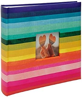 Kenro Rainbow Photo Album 200 Photographs 6x4 Inch / 10x15cm Brightly Coloured Horizontal Stripes with Slip In Pages - KRA101