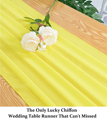 Chiffon Table Runner 29'X120' Inches Long Yellow Sheer Table Runners For Weddings Chiffon Runners For Party Beaded Table Runner Chiffon Draping Party Table Runner (1, Yellow) #TOP1
