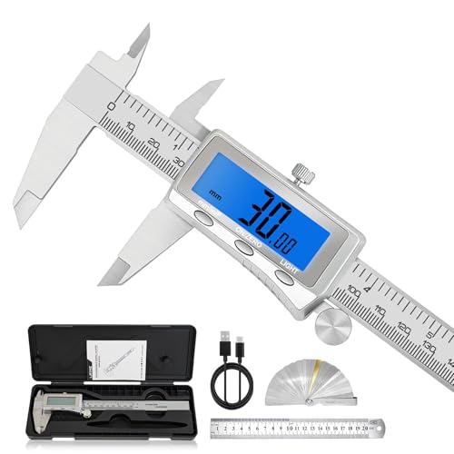 Digital Caliper 6 Inch, Rechargeable Calipers with Backlight LCD ...
