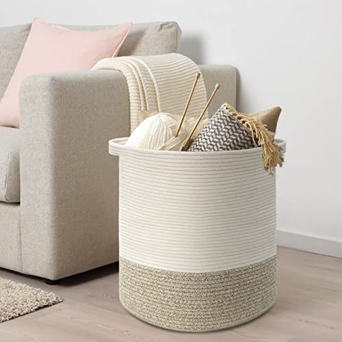 Xky Xxxlarge Baskets Laundry Hamper,Rope Storage Basket With Long Handles,Decorative Basket For Living Room,Woven Storage Basket For Toys Bin,Pillows, Blankets,Clothes-18X20In-Gradient Gradient Yellow #TOP2