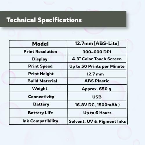 Image of Handheld Inkjet Printer | Portable TIJ Batch Coding Machine | Date, MRP, Barcode, QR Code & Batch Number Printing Machine | 12.7mm Print Height | 600 DPI Industrial Printer