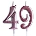 Rose 49th Birthday Candle, Number 49 Years Old Candles Cake Topper, Woman Or Man Party Decorations, Supplies