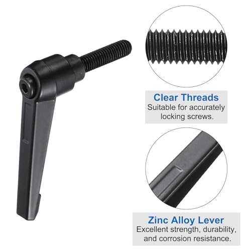 Image of uxcell 4pcs Clamping Lever Adjustable Handle Set Metric M8 x 32mm Male & M8 Female Thread Level Handles Hand Stud Knobs Quick Release Black for Lathe Machinery