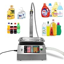 Automatic Liquid Weighing Filling Machine 30g-15kg Suitable for Filling Clear Thin Liquid, Water, Olive Oil, Drinks, Vinegar, Milk Ect, Max Flow Rate 17L/min, Liquid Quantitative Machine