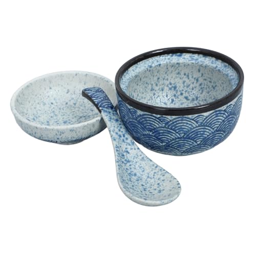 MUELODSIC Ciotola per Zuppa Miso Giapponese in Ceramica con Coperchio Ermetico da Scodelle Multiuso per Ramen Sushi e Uova Design a Elegante Sicura e Facile da Pulire