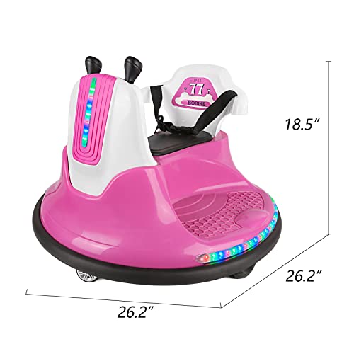 Kids Bumper Car 12V Electric Ride On Toys With Remote Control For Baby Toddler, Led Lights & 360 Degree Spin Suitable For Outdoor Indoor Use(Pink) #TOP2