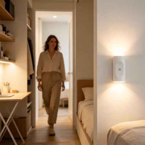 Aplique de pared LED recargable de 7 colores para dormitorio y apartamento con sensor 3