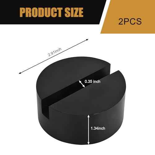 Image of 2 PCS Cars 2.91 inch x 1.34 inch Floor Jack Rubber Pads, Slotted Welded Side Frame Rail Jack Stand Anti-Skid Cushion Pad Adapter, Portable Auxiliary Repair Accessories for Vehicles (Black)
