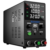Labornetzteil, Jesverty Labornetzteil DC Regelbar Netzgerät(32 V, 10 A) mit USB und Type-C 20W Schnellladung, Encoder-Knopf, Ausgangs-EIN/Aus-Schalter, 4-stelliges LED-Display – SPS-3010M