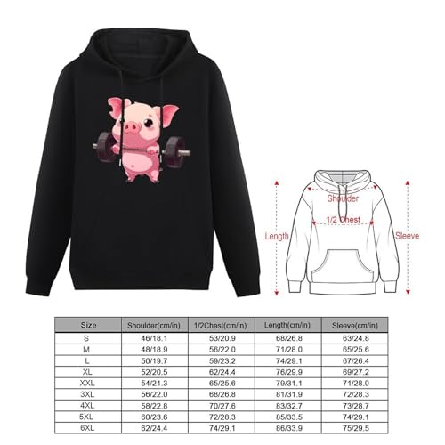 Piggy Weight Lifting Unisex Casual Hoodies Long Sleeve Lightweight Pullover Tops Loose Sweatshirt with Pocket2