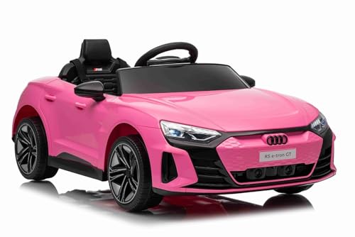 Voiture électrique pour Enfants 12V Audi RS E-tron GT, Rose, télécommande 2,4 GHz, Bluetooth/USB/Aux, Commandes au Volant, Batterie Lithium, Feux LED,...