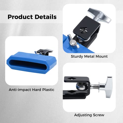 Varku Jam Block Musical Percussion Instrument, Plastic Latin Percussion Block, Timbales Instrument, Drum Kit Percussion Accessory, Easy To Install, Blue #TOP4