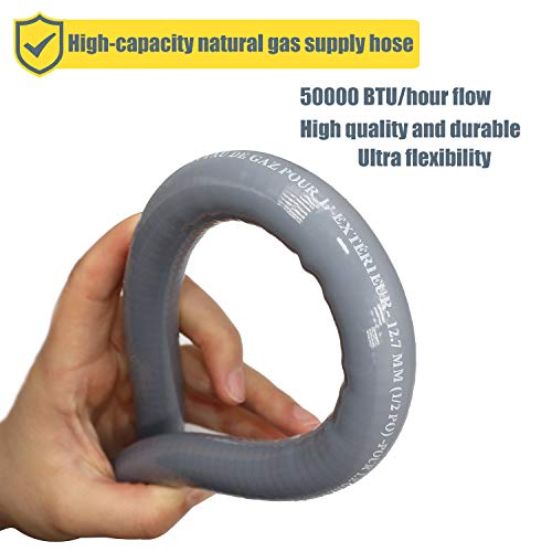 LONGADS 24 feet 3/8 Inch ID Natural Gas Hose with Quick Connect, Propane Gas Hose for Fire Pit Grill, Low Pressure Appliance 3/8 Female Pipe Thread x 3/8 Male Flare Quick Disconnect - CSA Certified - Thumbnail 4