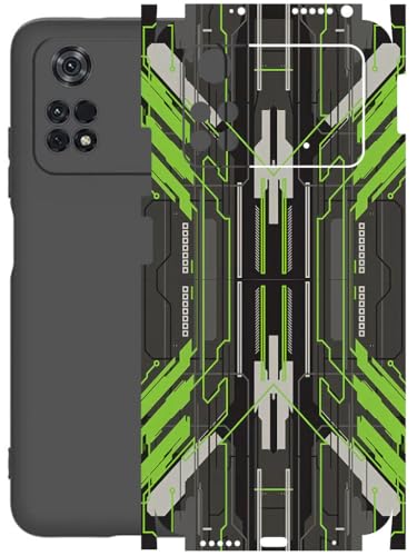 Image of AtOdds - Full Body Back Screen Guard Protector Film - Lamination Wrap Skin Sticker Compatible with Poco M4 PRO (4G) | Scratchproof Matte Finish (Cyber Green)
