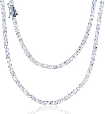 18K Gold Unisex Tennis Choker Necklace with 3mm Moissanite Chain,Iced Out Jewelry for Men and Women, Fashion Gift