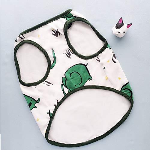 Stock Show Pet Dog Summer Vest, Cute Teddy French Bulldog Dog 100% Cotton Fashion T-Shirt Breathable Sleeve   less Summer Dog Clothes for Small Medium Dog (Back Lenght - 35CM/13.8