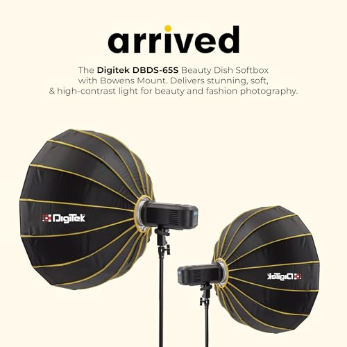 Image of Digitek DBDS-65W 65cm Beauty Dish Softbox (White), Collapsible, Transportable, Lightweight Bowen Mount for Photography & Studio Lighting with Removable Diffuser