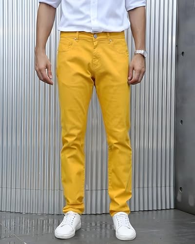 TEGIAS Men's Slim-Fit Stretch Plaid Jean Classic Comfort Regular Fit4