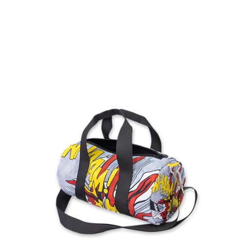 Sac weekender recyclé Roy Lichtenstein Whaam! argent, jaune et rouge pour vos escapades pop art