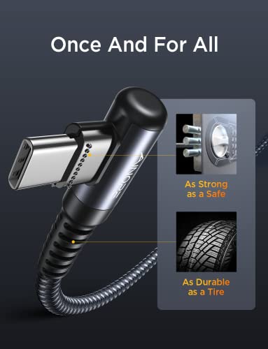 Image of AINOPE USB C Cable 60W 2-Pack 6.6ft Nylon Braided USB C to USB C Cable Type C Charger Fast Charging Right Angle USBC Cable Charger Cord for iPhone 16 Pro Max 15 Plus Samsung S24 S23 iPad Space Gray