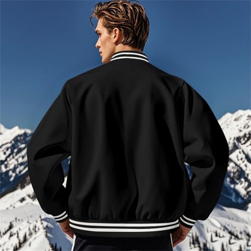 Hip Hop Varsity Baseball Jackets for Men Casual College Letterman Bomber Jackets Long Sleeve Button Up Anorak Jacket3