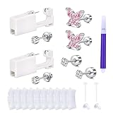 AVYRING Ear Piercing Kit, Ear Piercing Gun with Zircon Earrings Studs, Disposable Ear Piercing Kit, Hypoallergenic Ear Piercing Gun Kit Self at Home, 20g Flat Back Ear Piercing Earrings Butterfly