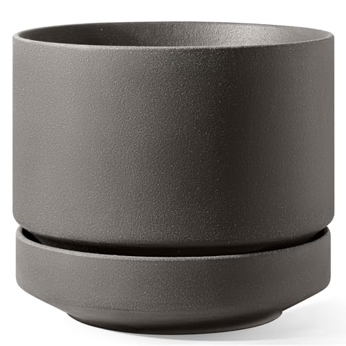 LE TAUCI 14 Inch Large Plant Pot with Saucer, Ceramic