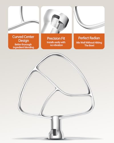 Image of Flat Beater Replacement Fit for Kitchen aid 5Qt Bowl Paddle Attachment for Tilt-Head Stand Mixers K45B,Stainless Steel Pastry Beater /No Coating /Dishwasher Safe