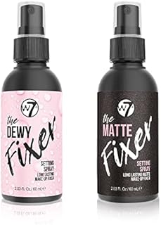 W7 The Fixer Duo - Makeup Setting Spray 2Pcs Set - Dewy & Matte Finishes For Fixing Professional Makeup