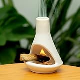 MOUGIGI Ceramic Chiminea Palo Santo Holder and Burner - Modern Medieval Incense Candle and Matchstick Mini Chiminea for Wood Sticks and Bulk Incense with Ash Catcher - Zen-Inspired Home Decor Gift