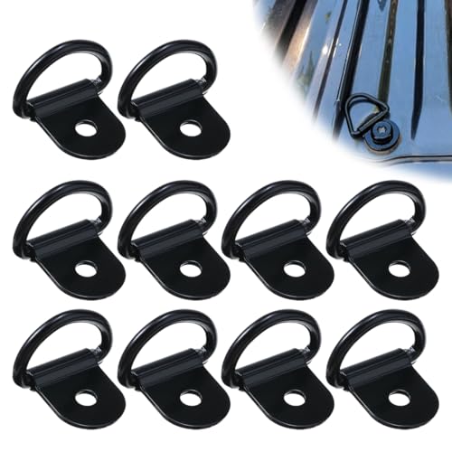 DORKIN Accesorios universales para remolques,10 anillos de amarre con anillo en D de color negro, anillos de remolque de acero inoxidable, adecuados para remolques, camiones, barcos y automóviles.