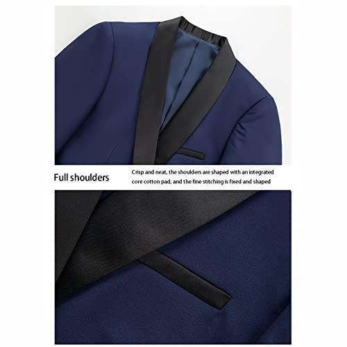 CUTTE Herren 3-teiliger Blazer Anzughose Bräutigam Hochzeit Party Slim Fit Business Blazer Jacken Sets Büro Anzug Set Arbeitskleidung,Blue,M – Bild 3