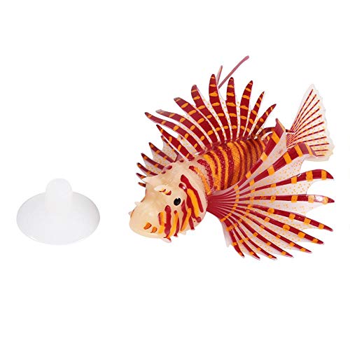 HEEPDD Artificial Glowing Fish, Artificial Glowing Lion Fish Luminous Fake Fish Aquarium Fish Tank Landscape Ornament Glow Simulation Animal Decoration(Red)