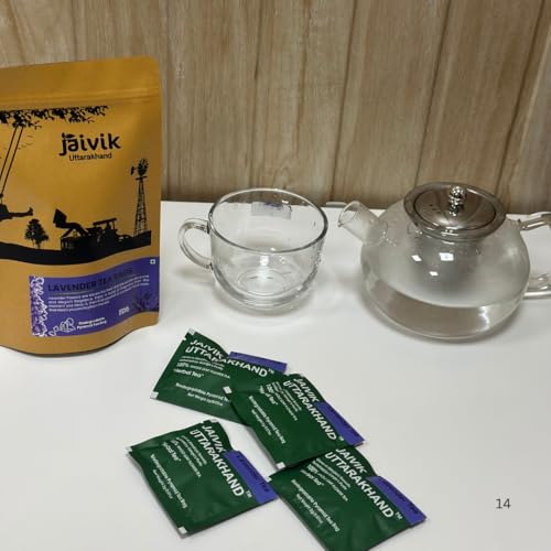 Image of Jaivik Uttarakhand - Lavender Flowers Buds Tea Bags (30), Sun Dried Flowers, Lavandula angustifolia, Hair growth, Blood pressure, Pack of 1