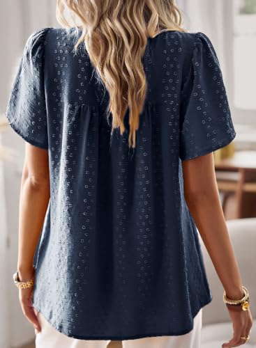 Image of Falechay Womens Summer Tops Flowy Boho Shirts Dressy Casual Short Sleeve