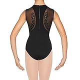 Bloch Trikot - Evie, angeschnittenem Arm, Mesh vorne+Rücken Black 6X-7