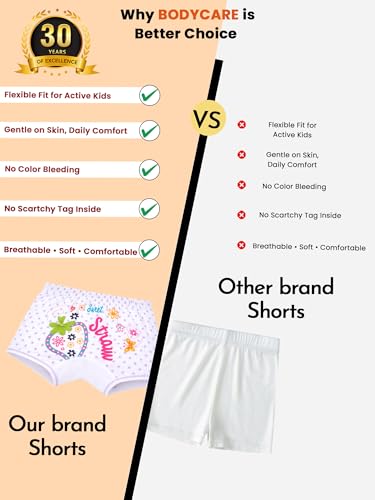 Image of BODYCARE Printed Girls Boyshorts Pack of 4 | 100% Cotton Ultra Soft Breathable Innerwear with Inner Elastic Band | Skin Friendly, Tagless Comfort | Ideal for School